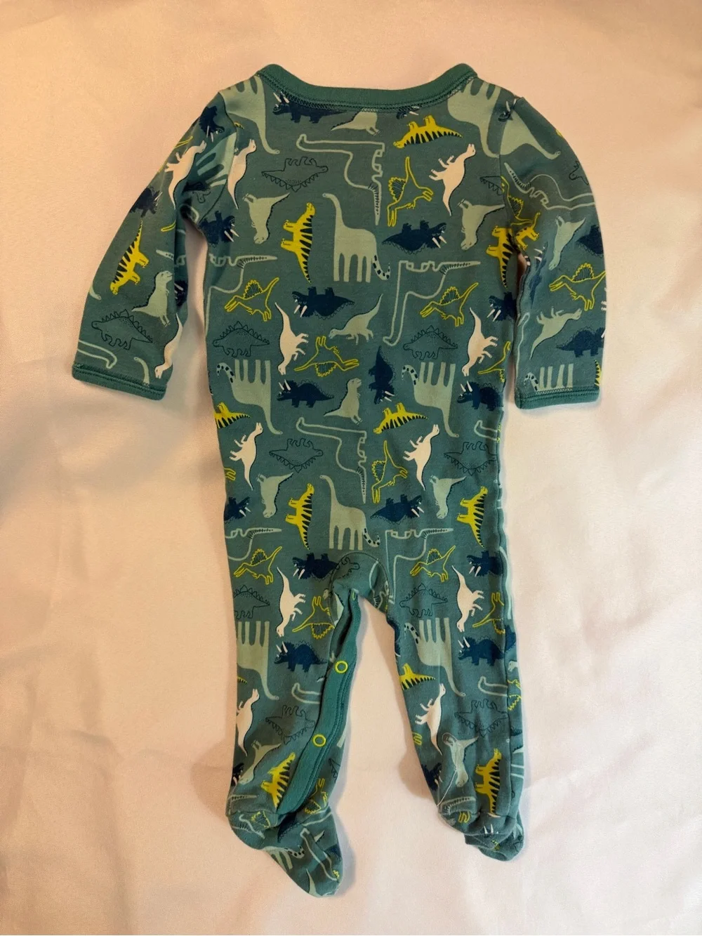 Bundle of 4 Baby Dinosaur Footed Sleepers - Green & Teal Set